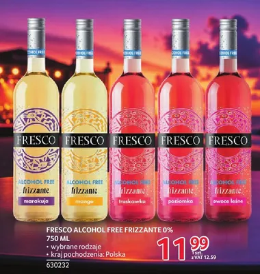 Wino bezalkoholowe Fresco Alcohol Frizzante poziomka promocja w Selgros