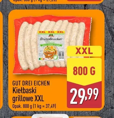 Kiełbaski grillowe XXL Gut Drei Eichen promocja w Aldi