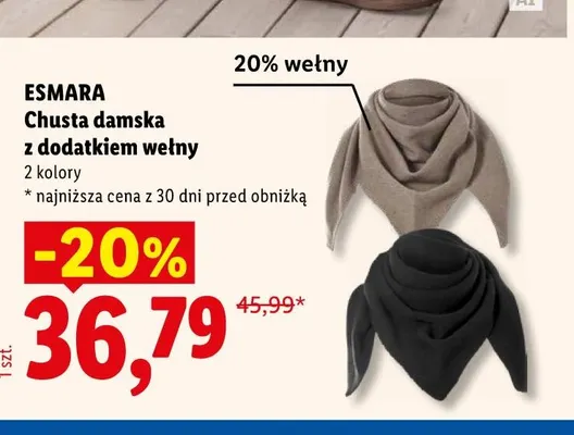 Chusta damska z dodatkiem wełny Esmara promocja w Lidl
