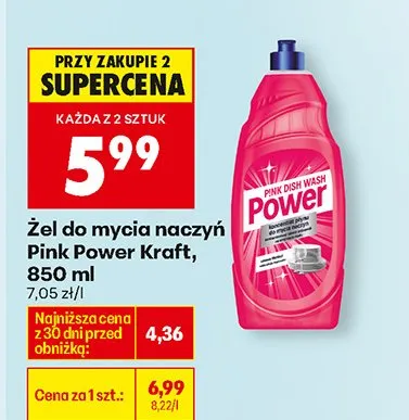 Żel do mycia naczyń Pink Power Kraft promocja w Biedronka