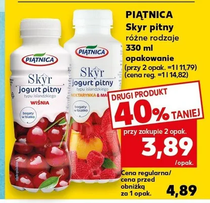Skyr pitny różne rodzaje, jogurt pitny promocja w Kaufland