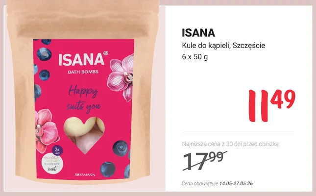 Kule do kąpieli ISANA Szczęście 6-pak 50g promocja w Rossmann