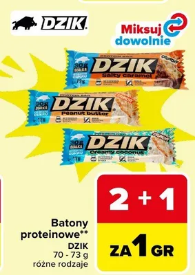 Batony proteinowe Dzik różne rodzaje promocja w Carrefour Market