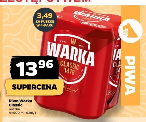Piwo Warka Classic 4-pak promocja w Netto