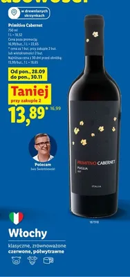 Wino czerwone Primitivo Cabernet promocja w Lidl