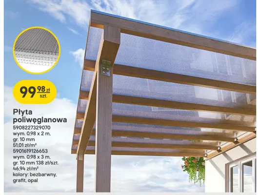 Płyta poliwęglanowa 0,98x3 m gr. 10 mm promocja w Castorama