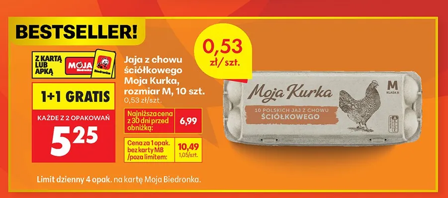 Jaja z chowu ściółkowego Moja Kurka rozmiar M promocja w Biedronka