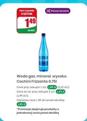 Woda gazowana mineralna wysokonasycona Frizzante promocja w Dino