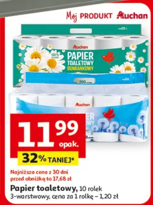 Papier toaletowy 10 rolek 3-warstwowy promocja w Auchan