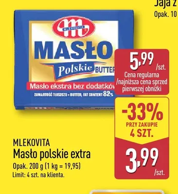 Masło polskie ekstra Mlekovita promocja w Aldi