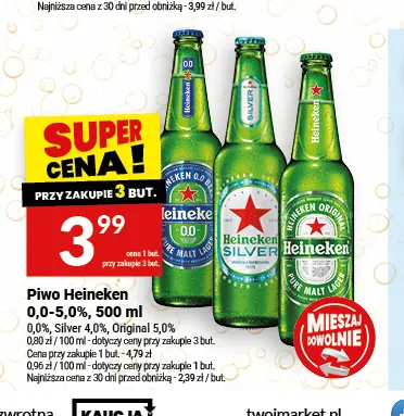 Piwo Heineken Original 5,0% promocja w Twój Market