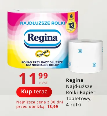 Papier toaletowy Regina Najdłuższe Rolki promocja w Poczta Polska