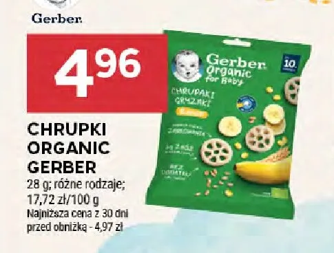 Chrupki Gerber Organic Banan promocja w Stokrotka