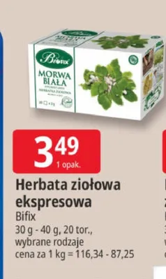 Herbata ziołowa ekspresowa Bifix promocja w Leclerc