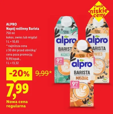 Napój roślinny Barista migdał Alpro promocja w Lidl