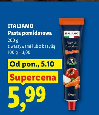 Pasta pomidorowa z bazylią Italiamo promocja w Lidl