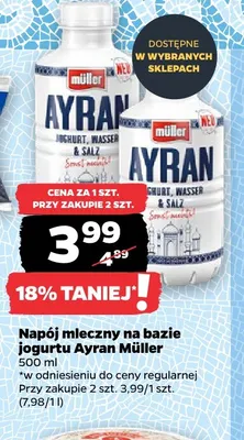 Napój mleczny na bazie jogurtu Ayran Müller promocja w Netto