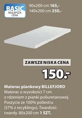 Materac piankowy Billefjord materac piankowy o wysokości 7cm promocja w Jysk