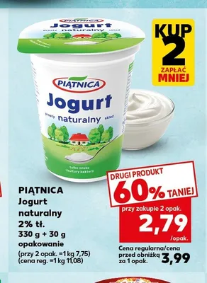 Jogurt naturalny 2% tł. Piątnica promocja w Kaufland