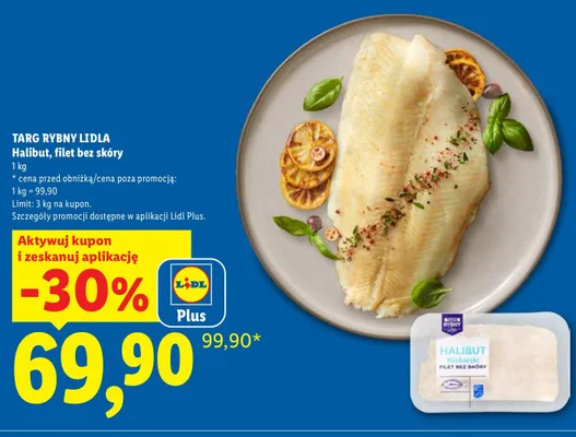 Halibut filet bez skóry Targ Rybny Lidla promocja w Lidl