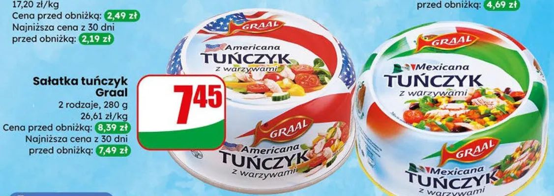 Sałatka tuńczyk Graal, 2 rodzaje promocja w Dino