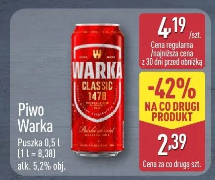 Piwo Warka promocja w Aldi