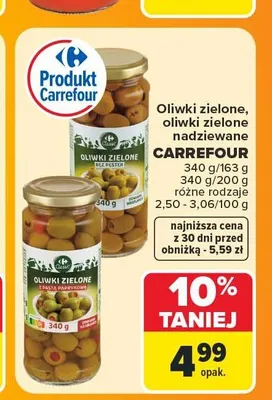 Oliwki zielone z pastą paprykową Carrefour promocja w Carrefour
