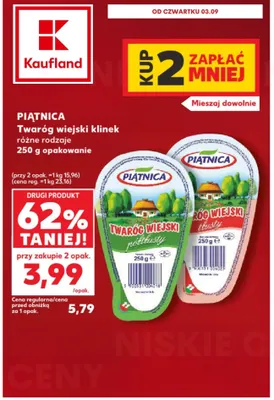 Twaróg wiejski klinek tłusty Piątnica promocja w Kaufland