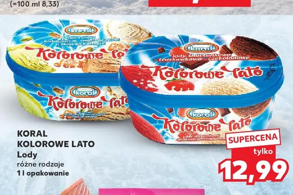 Lody Kolorowe Lato śmietankowo-truskawkowo-czekoladowe promocja w Kaufland