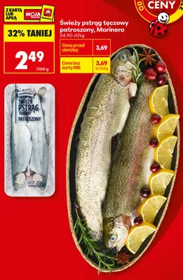 Świeży pstrąg tęczowy patroszony Marinero promocja w Biedronka