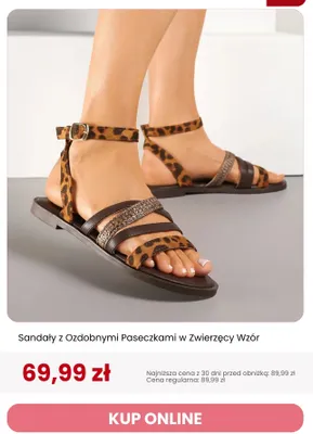 Sandały z ozdobnymi paseczkami w zwierzęcy wzór Renee promocja w Renee