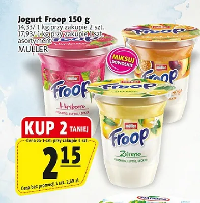 Jogurt Froop wiśniowy Müller promocja w Prim Market