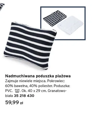 Nadmuchiwana poduszka plażowa Tchibo granatowo-biała promocja w Tchibo
