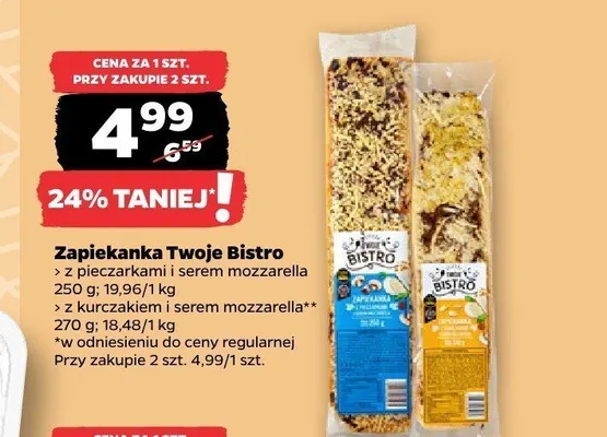 Zapiekanka z kurczakiem i serem mozzarella Twoje Bistro promocja w Netto