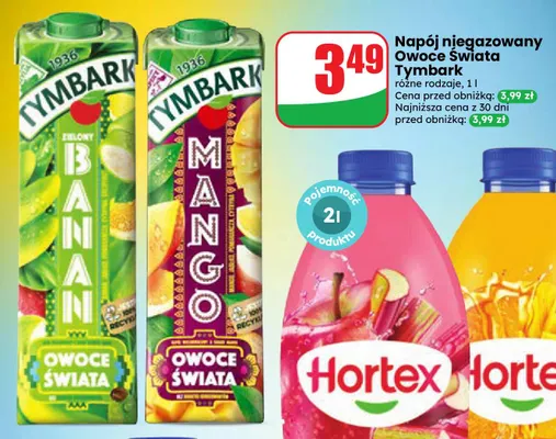 Napój niegazowany Owoce Świata zielony banan Tymbark promocja w Dino