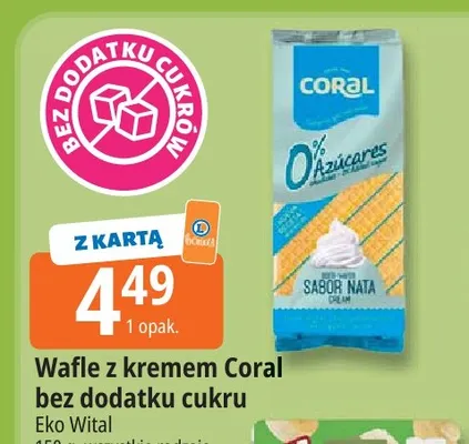 Wafle z kremem Coral bez dodatku cukru promocja w Leclerc