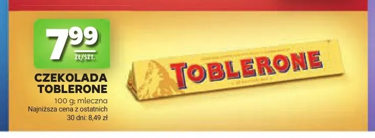 Czekolada mleczna Toblerone promocja w Stokrotka