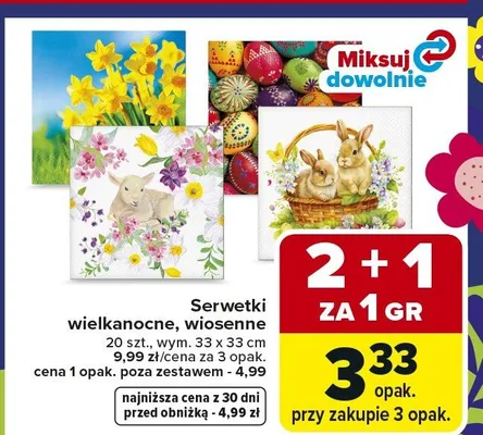 Serwetki wielkanocne, wiosenne promocja w Carrefour Market
