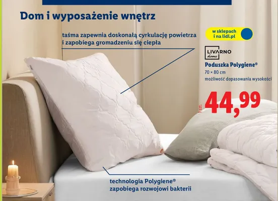 Poduszka Polygiene 70x80 cm promocja w Lidl