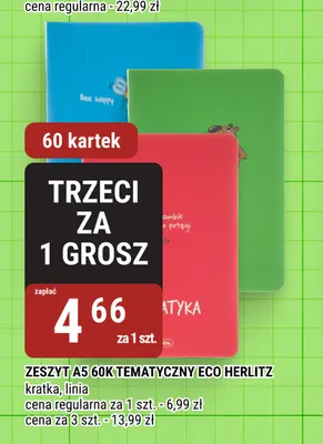 Zeszyt A5 60 kartek Tematyczny Eco Herlitz promocja w bi1