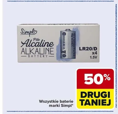 Baterie alkaliczne SIMPL LR20/D 4-pak 1.5V promocja w Carrefour