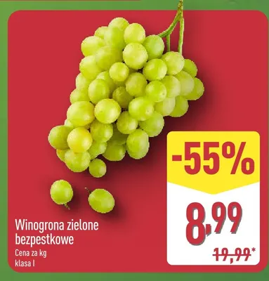 Winogrona zielone bezpestkowe promocja w Aldi