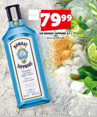 Gin Bombay Sapphire 40% promocja w TOPAZ