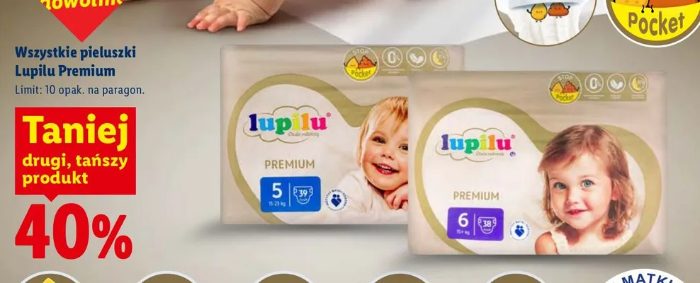 Pieluszki jednorazowe Lupilu Premium promocja w Lidl