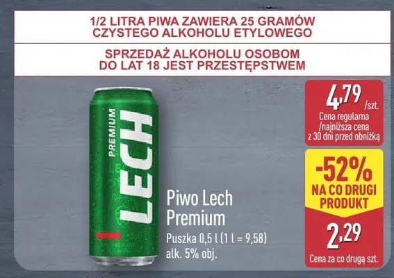 Piwo Lech Premium promocja w Aldi