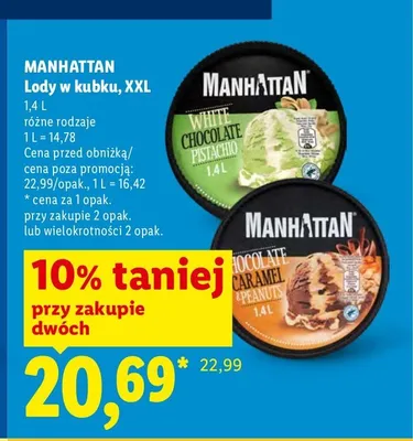 Lody Manhattan White Chocolate Pistachio promocja w Lidl