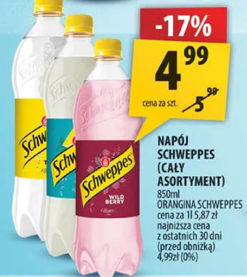 Napój Schweppes (cały asortyment) promocja w Arhelan
