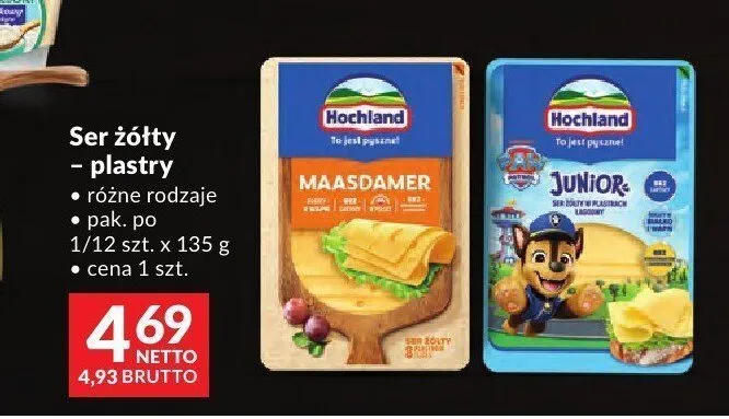 Ser żółty w plastrach Junior Hochland promocja w Makro