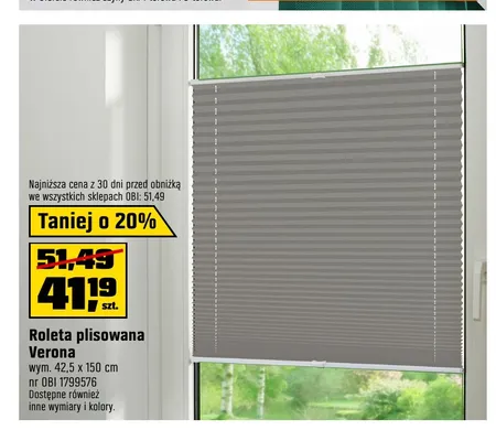 Roleta plisowana Verona 42,5x150 cm promocja w OBI