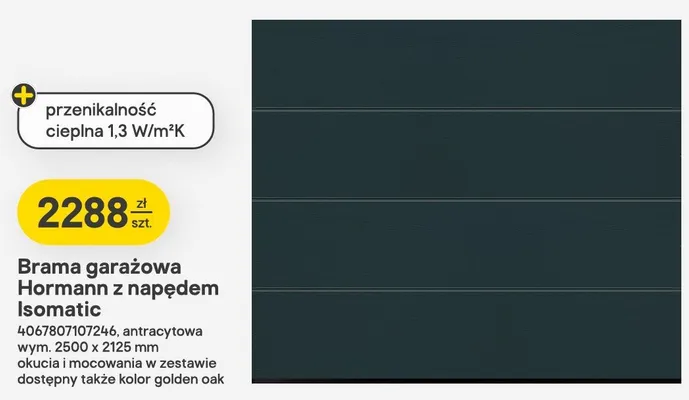 Brama garażowa Hormann z napędem Isomatic promocja w Castorama